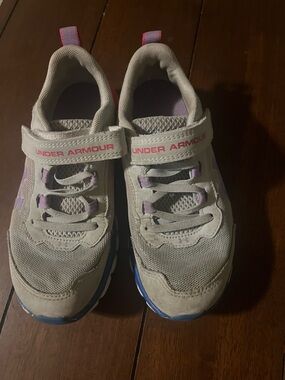 Under Armour Kids White Sneakers with Purple Accents